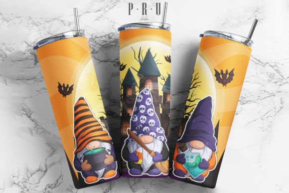 20oz Skinny Tumbler Halloween Gnome PNG