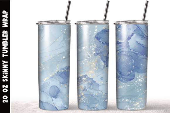 Blue Marble Glitter 20 Oz Skinny Tumbler