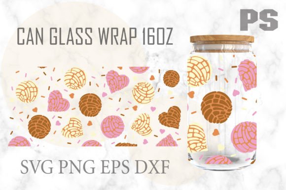 Concha Can Glass SVG, 16oz Glass Can