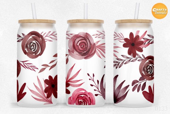 Flower 16 Oz Libbey Glass Can Tumbler