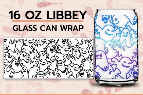 Ghost Boo 16oz Libbey Can Wrap SVG