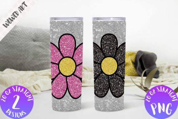 Glitter Flower 20 Oz Tumbler Wrap