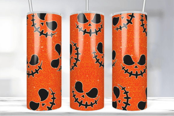 Halloween Pumpkin Face Tumbler Wrap