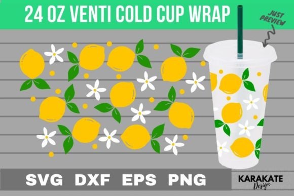 Lemon Flower, 24 Oz Venti Cup Wrap