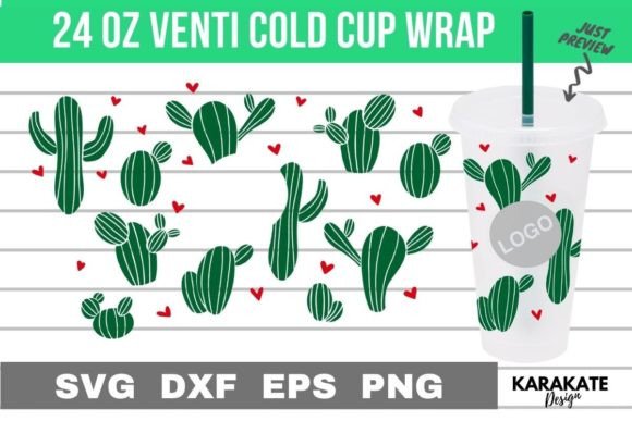 Mini Cactus, 24 Oz Venti Hole Wrap SVG