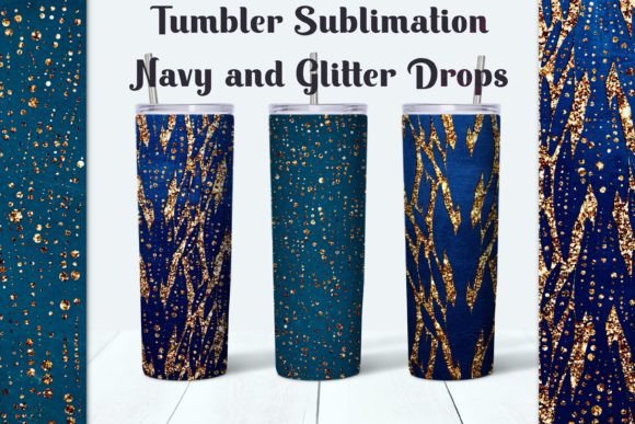Navy with Glitter Drops Tumbler Sublima
