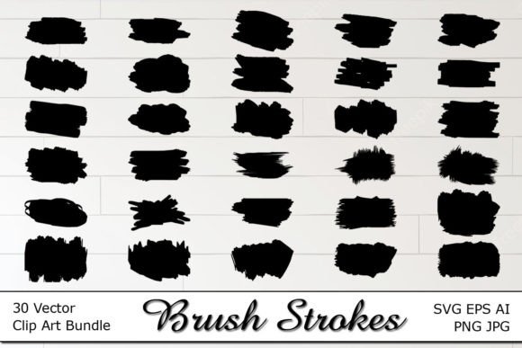 Paint Brush Strokes SVG Clipart Bundle