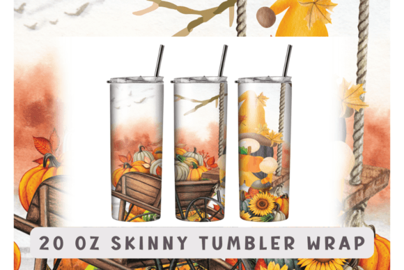 Pumpkin Fall Gnome Tumbler Sublimation