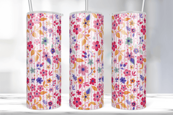 Seamless Pink Floral Tumbler Wrap