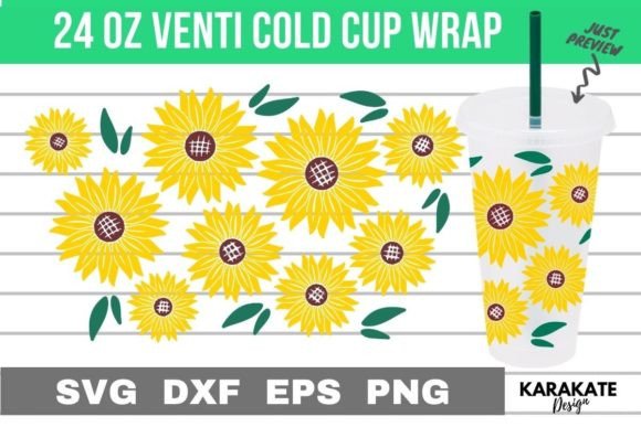 Sunflower with Leaf 24 Oz Venti Cup Wrap
